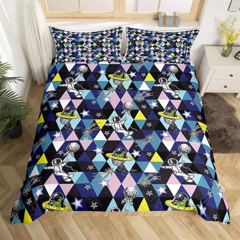 Комплект пододеяльника «Астронавт», Космический постельный комплект для детей мальчиков, Пододеяльник с темой неба и галактики, Пододеяльник размера «Квин/Кинг/Твин»
