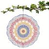 Bohemian Style 10 Inch Hanging Wind Spinner Vibrant Blue Red Yellow Floral Pattern Metal Art Chime for Balcony Patio Garden Decor All Season Gift