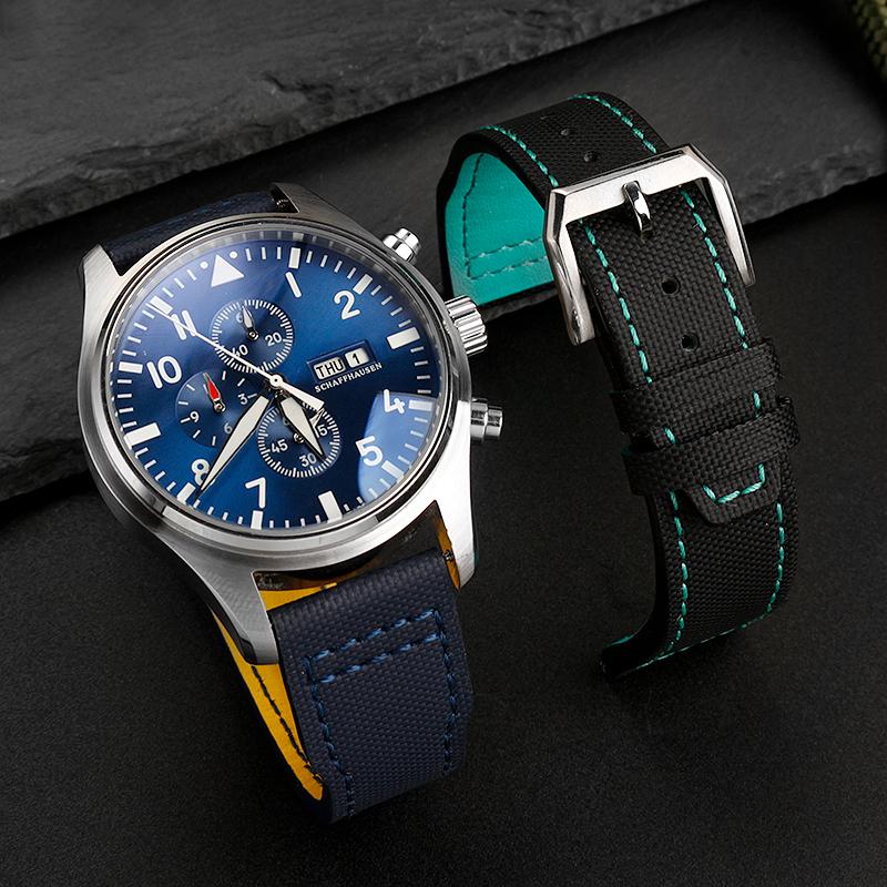 20 мм 21 мм ремешок для часов из ткани, нейлона, холста и кожи, для часов IWC Aviator Mark 18 Pilot Little Prince, португальский ремешок