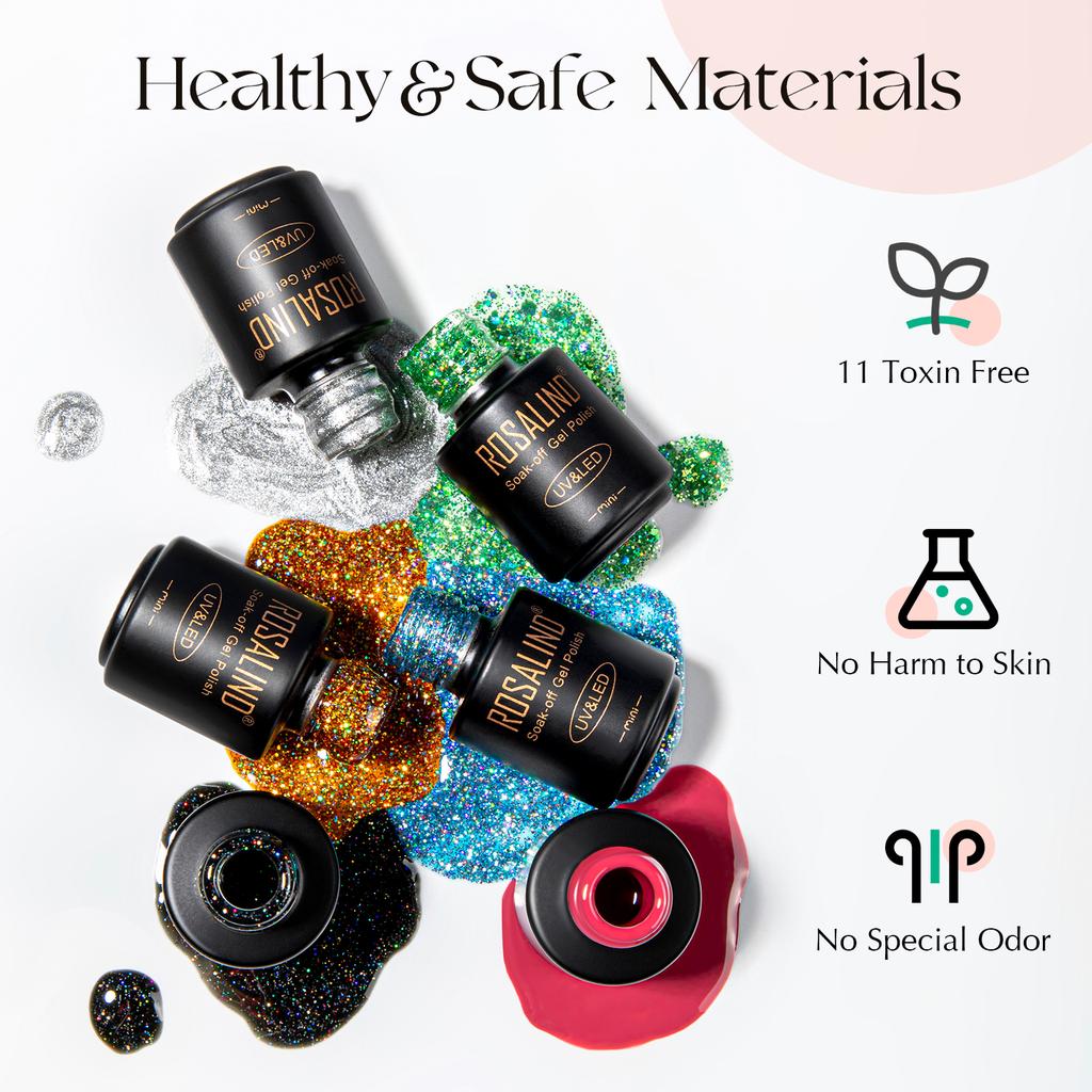 ROSALIND 38 шт. цветной полуперманентный УФ-гель-лак для ногтей, набор с базой и верхним слоем, замачиваемый гель-лак, дизайн ногтей, гель-лак для ногтей