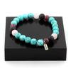 Stones and Minerals. Turquoise + Lepidolite + Lava + Rose Quartz 8 Mm Pearl Bracelet. Made In France.