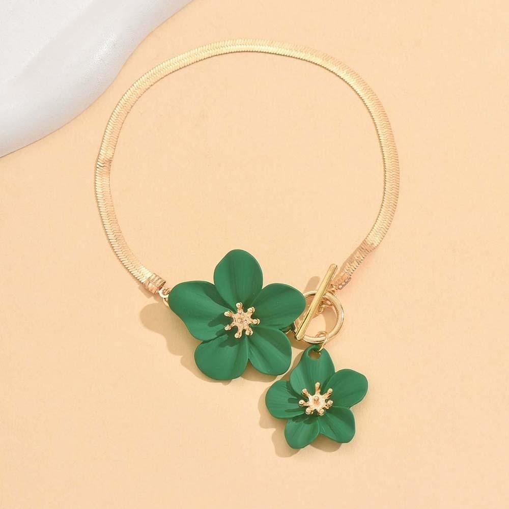 with OT Buckle Oil-Dripped Foot Chain Golden Beach Jewelry Simple Flower Pendant Anklet Women