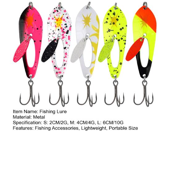 5Pcs 2CM/2G 4CM/4G 6CM/10G Spinner Blade Lure with Hook Metal Rotating Sequin Spoon Spinnerbait Saltwater Freshwater Bass Fishing Accessories