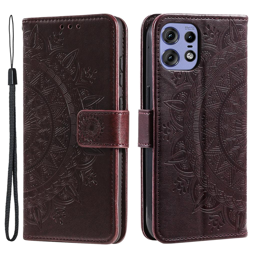 For Motorola Edge 50 Pro 5G Case Imprinted Totem PU Leather Phone Cover