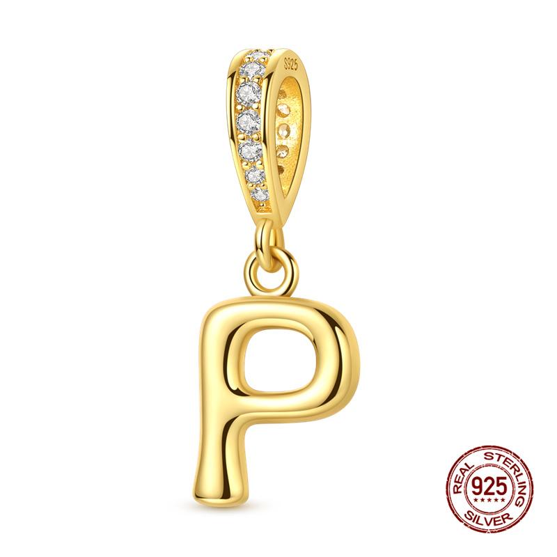 Новинка Оригинальные Шармы Медь 26 Золотых Букв А-Я Шарм-Бусина Подходит для Оригинального Браслета 3 мм для Женщин DIY Модная Бижутерия Подарок