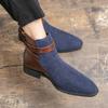 2024 Winter New Luxury Suede Leather Boots Men Business Chelsea Boots Men Original American Style Ankle Boots Plus Size 38-48