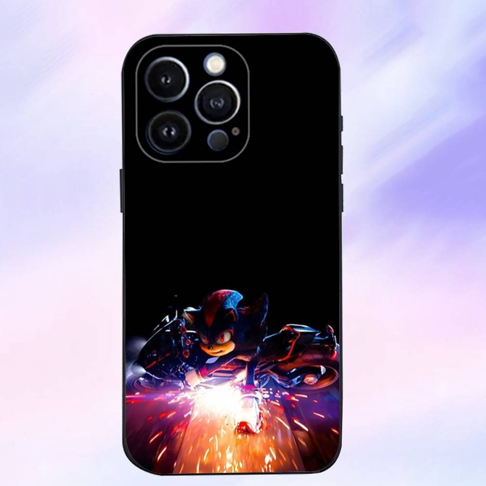 Anime The Hedgehog Shadow Phone Case For iPhone 16,15,14,13,12,11 Plus,Pro Max,XS,X,XR,SE,Mini,8,7,Soft Silicone Black Cover