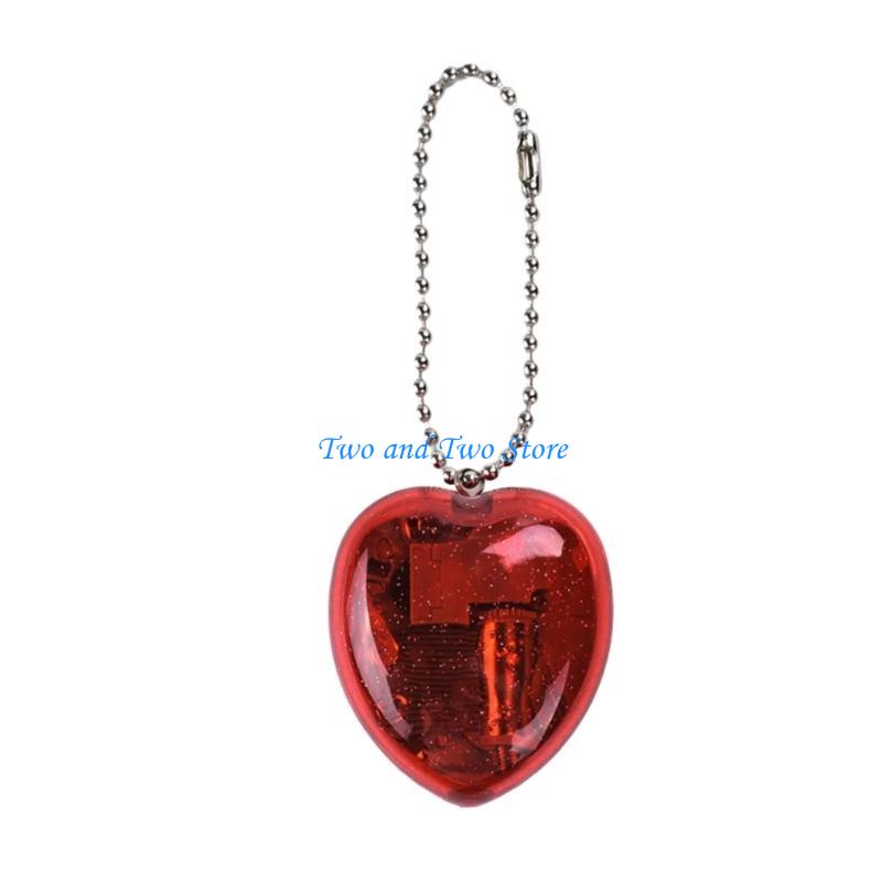 HX6F Elegant Heart Shaped Music Box Romance Design Finish Bag Hangings Gift for Valentine’s Day or Birthday