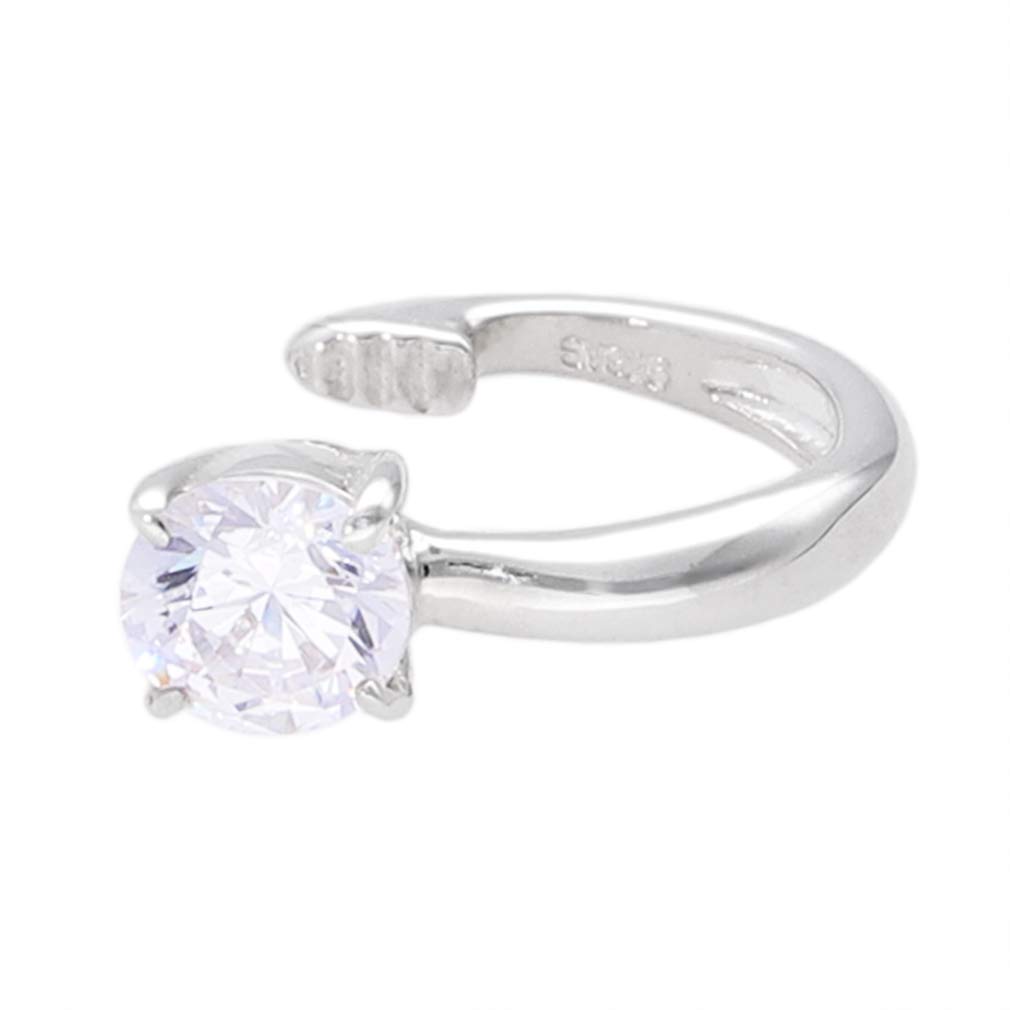 Shinjuku Gin no Kura Single Cubic Zirconia Silver 925 Ear Cuff (Single Ear) - Non-Pierced Earrings, Ear Clip, Simple Design