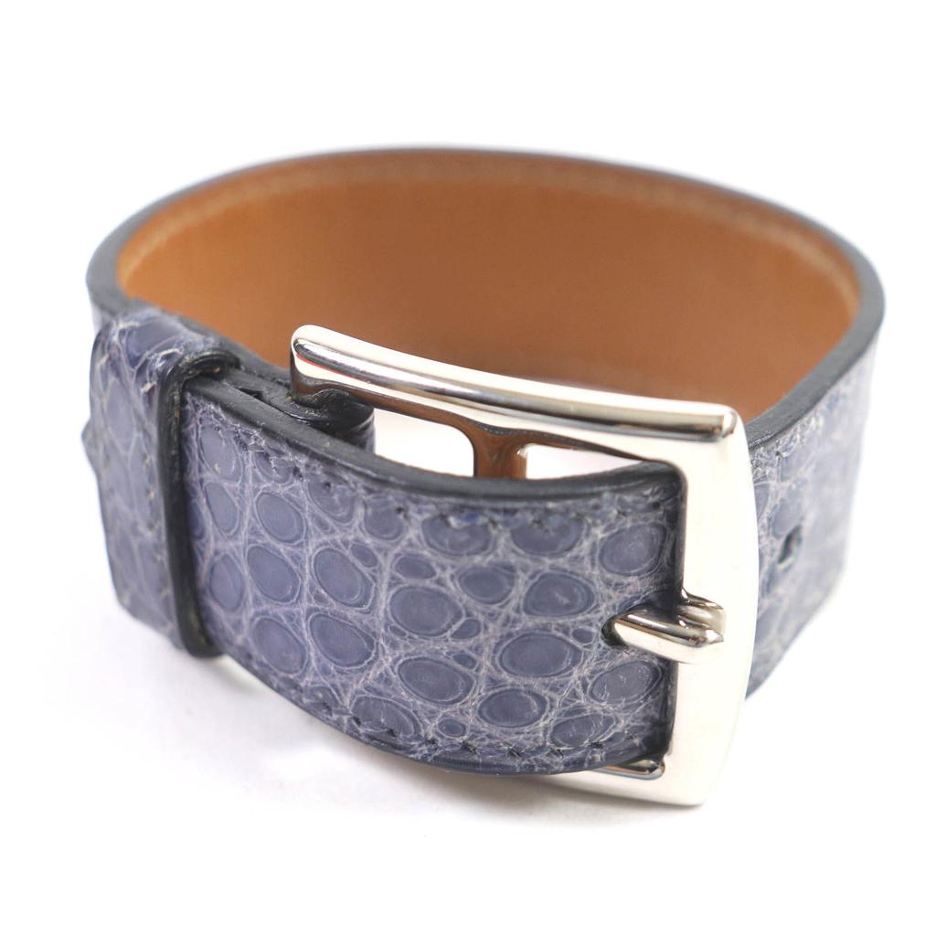 Very Good HERMES bracelet Rivière Alligator leather Blue mens Used