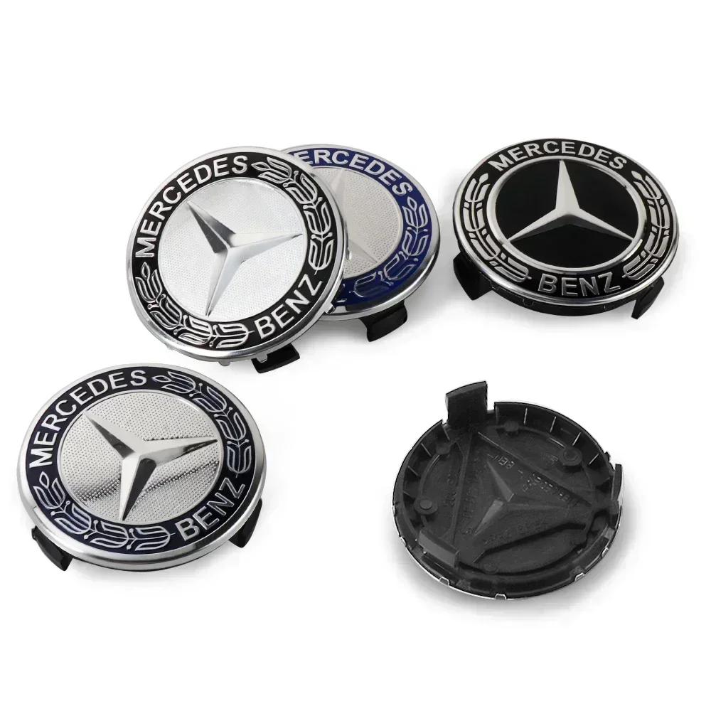 KOUG1 4pcs 75mm ABS Black Car Wheel Center Caps Rims Hub Caps For Mercedes Benz A B C E S CLA CLK ML GLK GLA GLB GLC CLASS Accessories