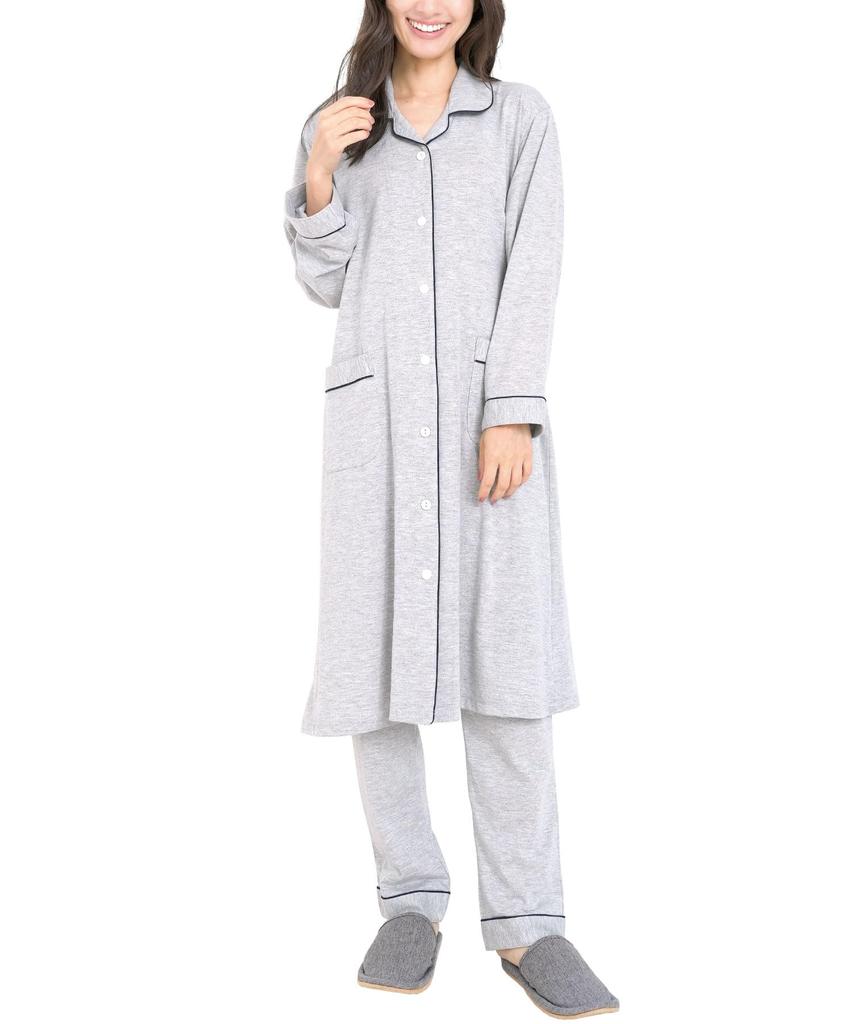 Maternity Long Top and Bottom Cotton Jersey Knit Open Long Waist Adjustment Nursing Maternity Wear [Nishiki] Pajamas, Sleeve, Set, Blend, Material,