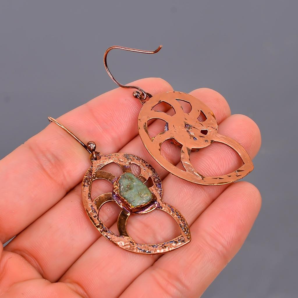 Friendship Day Sale Labradorite Stone Copper Dangling Electroformed New Earrings V-109