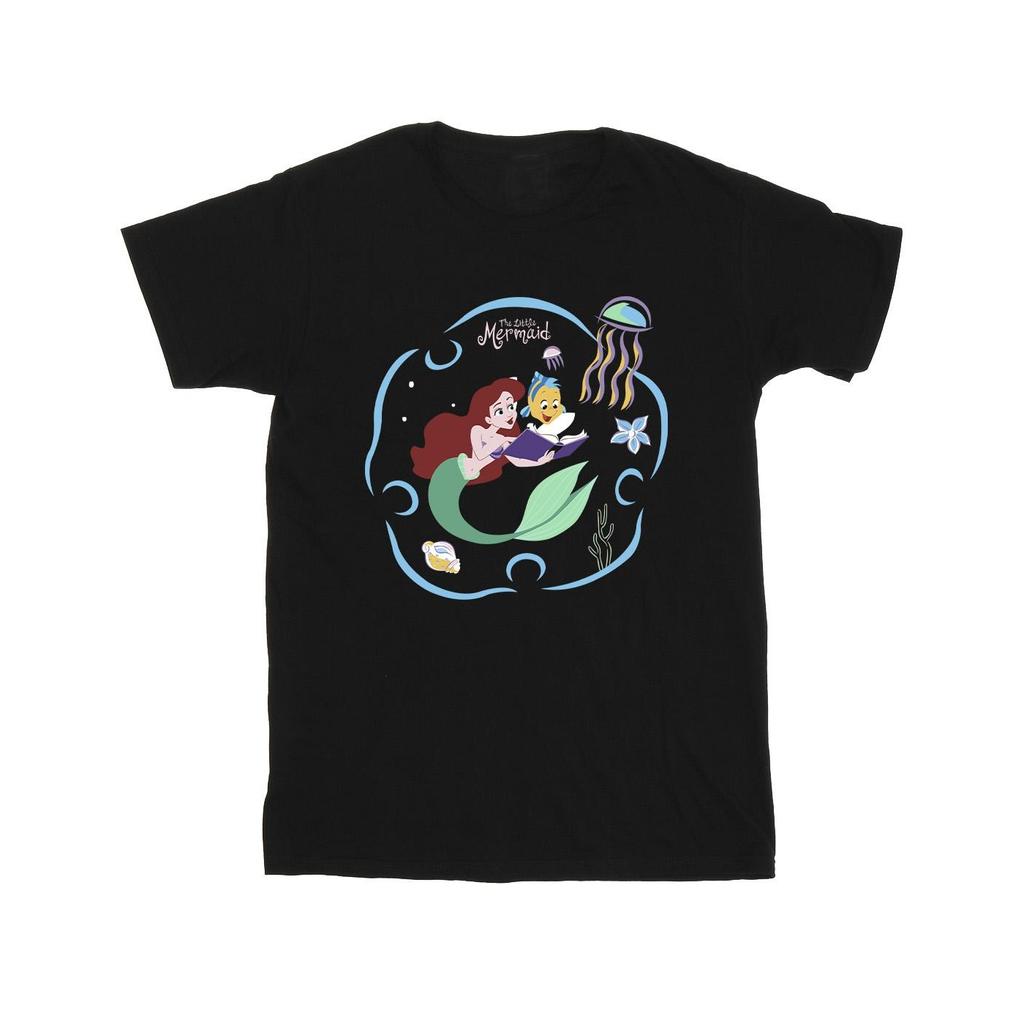 Disney Girls The Little Mermaid Reading A Book Cotton T-Shirt