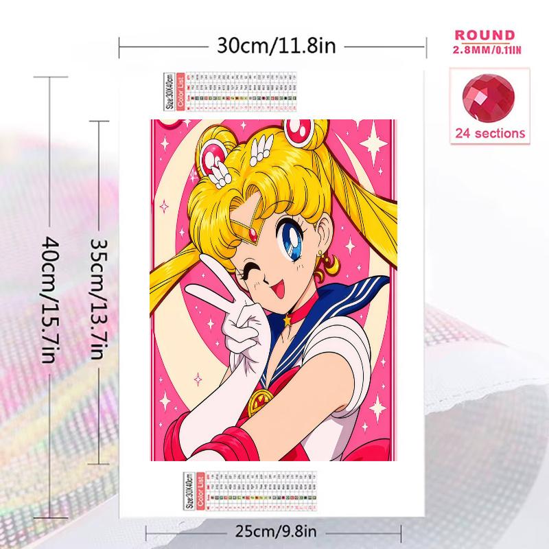 Sailor Moon2 100% Round Full Drill 5D DIY Diamond Painting Embroidery Cross Stitch Rhinestone Décor