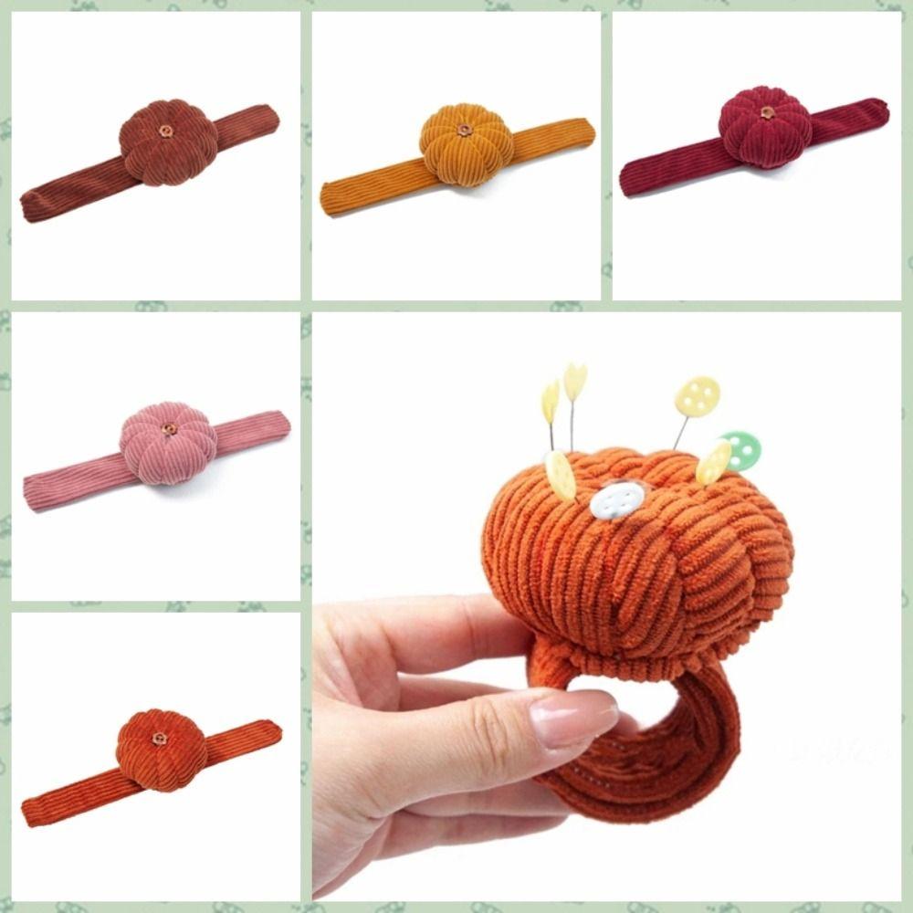 Pumpkin Shaped Wrist Pin Cushion With Elastic Wrist Belt Needle Pillow Needle Cushion Needlework