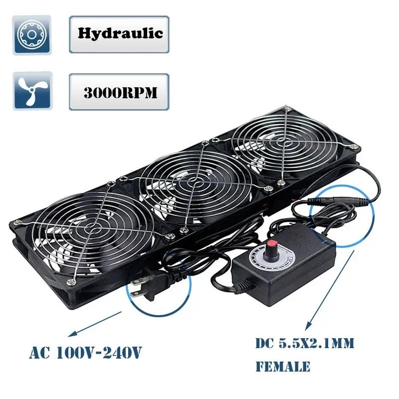 Exhaust Fans Cooling with Controller 12cm 12V 220V Btc Machine Chassis Workstation Cabinet Radiator Server Fan for GPU VGA