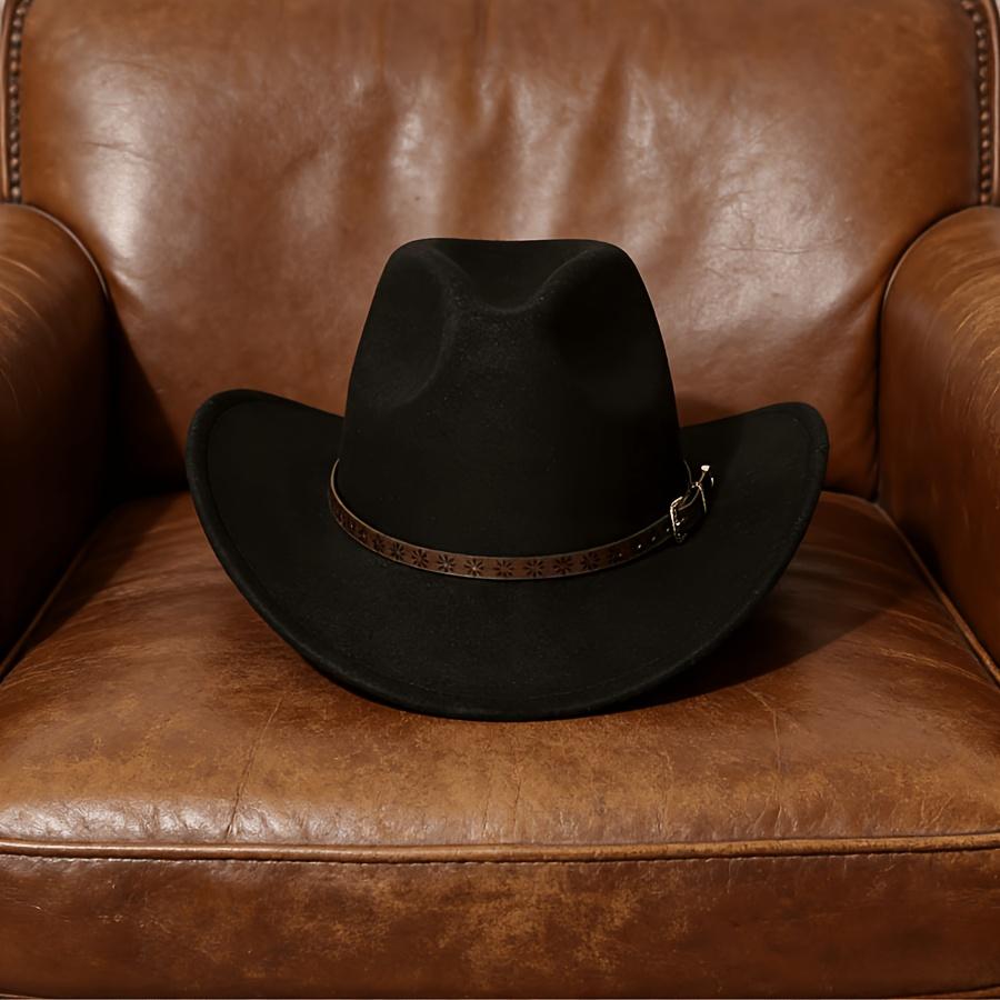 1PC Soft wide brim Western cowboy hat Paired with brown PU Decoration exudes grandeur Suitable for outdoor leisure travel, little jazz hat Hat