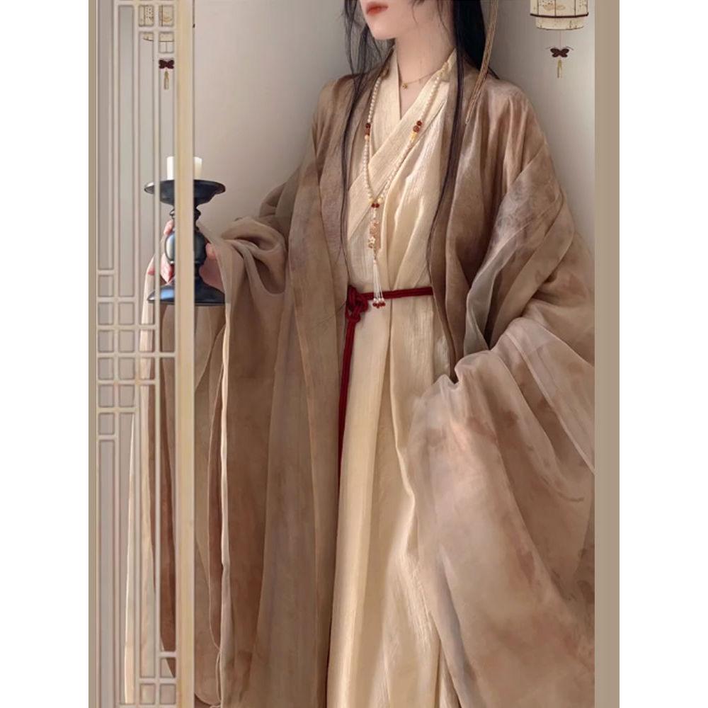 Рубашка с прямыми рукавами и принтом Hanfu, сказочный костюм с юбкой до талии