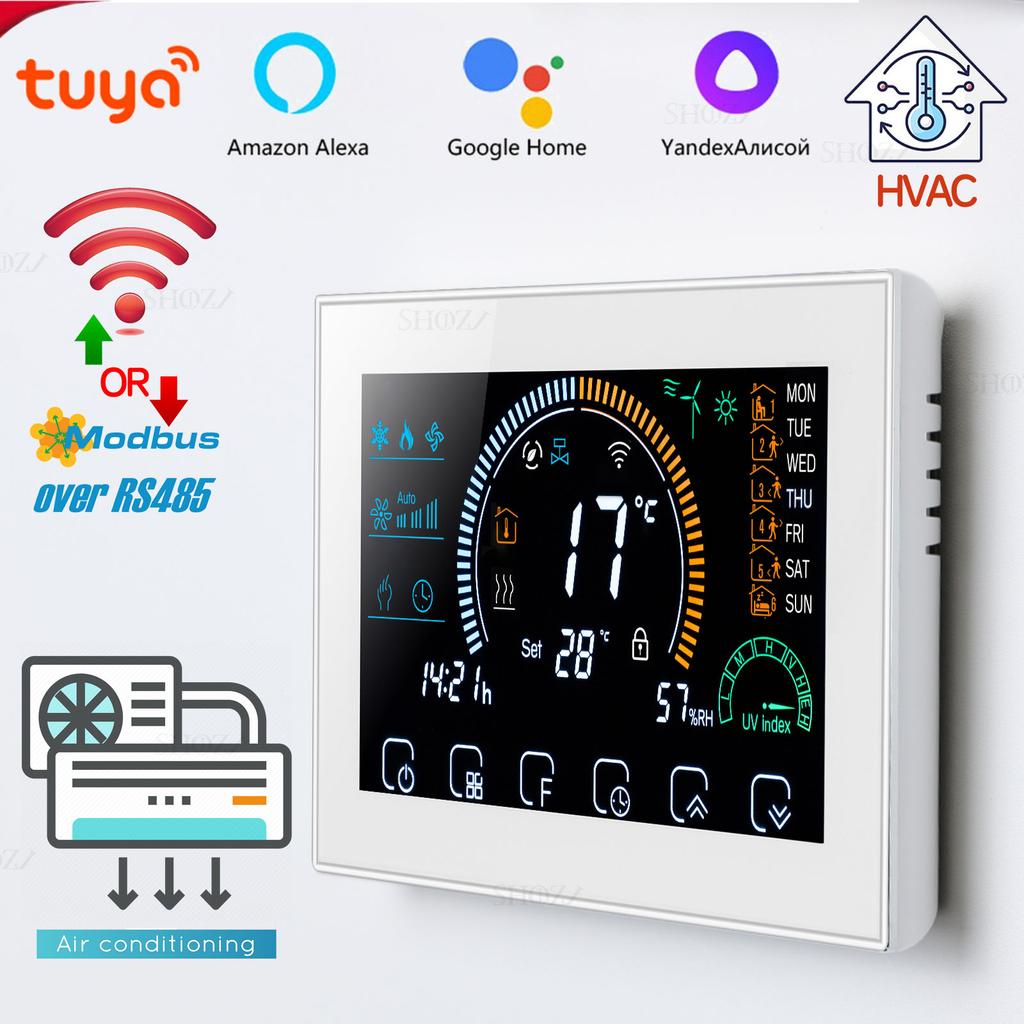 TUYA WIFI/RS485 Modbus RTU Программируемый термостат для управления 2/4-ходовым клапаном Отопление/Охлаждение HVAC Воздушная система 24В/220В