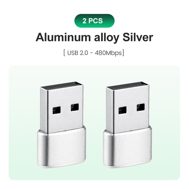 USB C Adapter Aluminum Alloy Shell USB 2.0 Male to USB 3.1 Type C Female Type-C Adapter for Laptop Samsung Xiaomi 10 Earphone