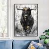 Abstract Animal Canvas Paintings Modern Black Bull Posters and Prints Wall Art Pictures for Living Room Wall Decoration Cuadros