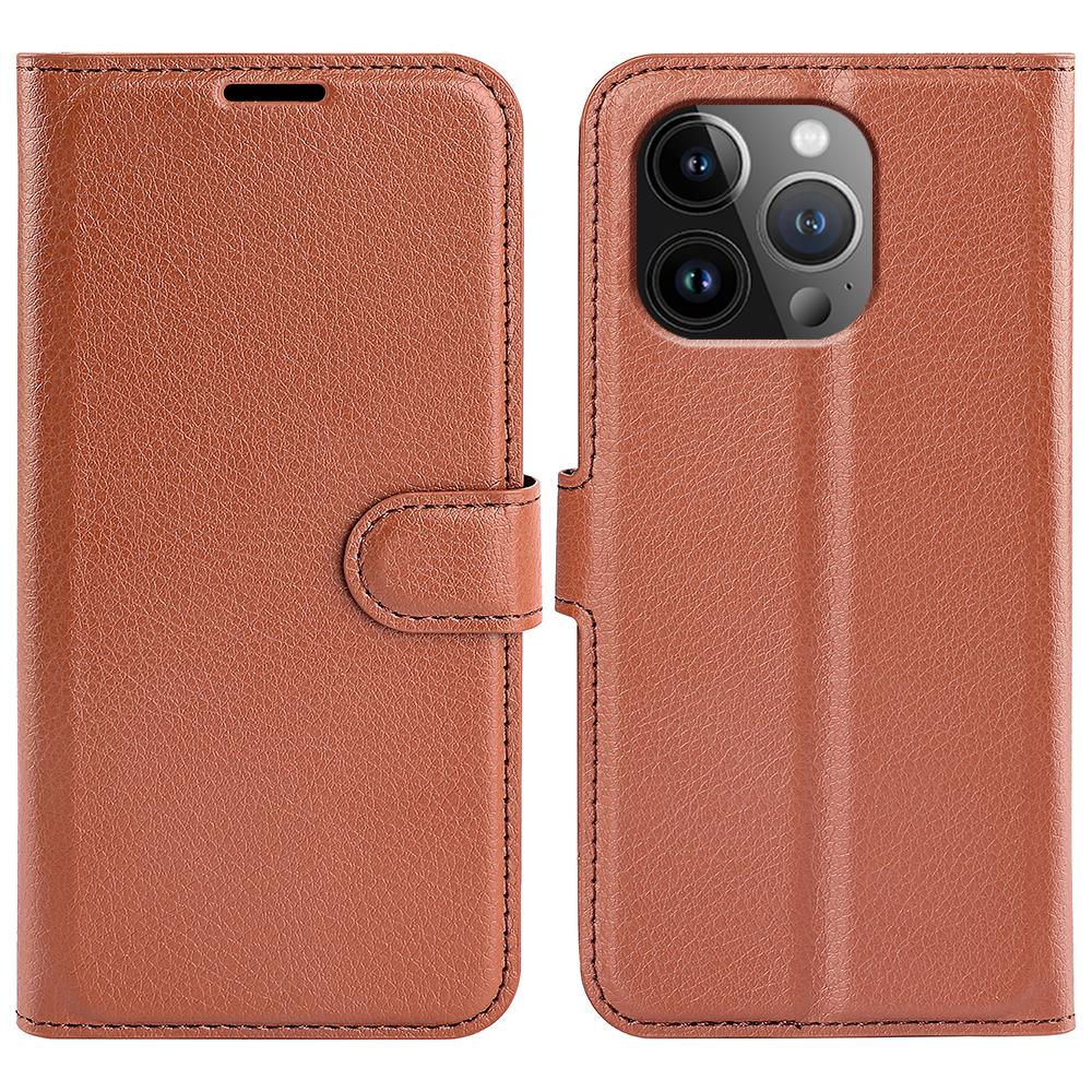 For iPhone 14 Pro Wallet Case Litchi Texture Shockproof Leather Flip Stand Phone Cover
