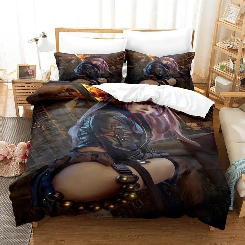 Комплект постельного белья NIKKE Односпальный Полуторный Двуспальный Кингсайз Комплект для кровати Взрослый Детский Спальня Комплекты пододеяльников 3D-принт Аниме комплект простыней