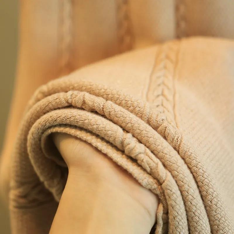 Autumn Winter Women's Skirt Knitting Solid Color High Waist A-line Elastic Waist Mid-length Skirt