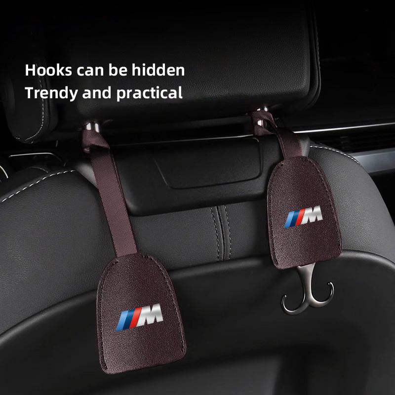 2026 Hot 2Pcs PU Leather Car Seat Back Hooks Interior Accessories Sticker For BMW X1 X3 X4 X5 E46 E90 F20 E60 E39 F10 M1 M2 M3 M5 M6 E8