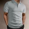 Мужская футболка-поло с коротким рукавом и фактурной тканью, классический дизайн воротника