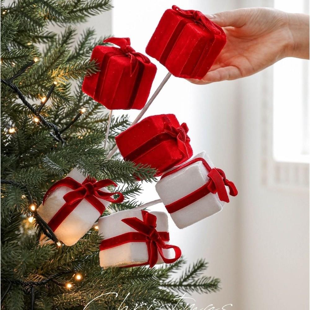 Flannel Gift Box Christmas Decorations Simulated Flower Arrangement Christmas Flowers Christmas Tree Cuttings Decoration