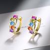 Luxury Colorful Crystal Rhinestone Earrings Female Fashion Copper Round Hoop Earrings For Women Girls Trendy Jewelry Bijoux Gift