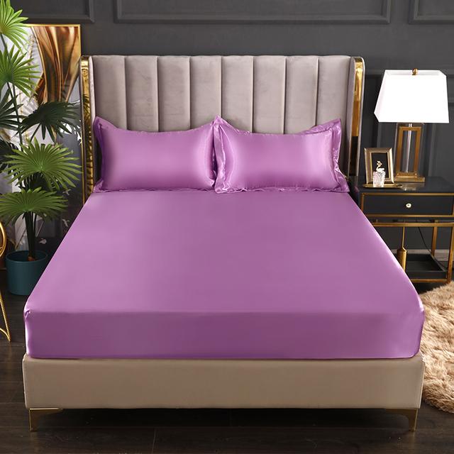 Bed Sheet Home Textile Three-piece Set Home High-end Solid Color Satin Silk Bed Sheet Mattress Cover Elastic Band Bed Sheet Bedding