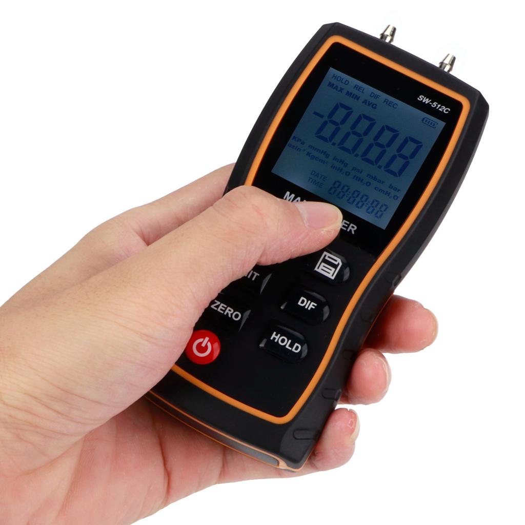 SNDWAY Digital Differential Manometer Handheld Air Gas Pressure Gauge Meter +/-103.42KPA