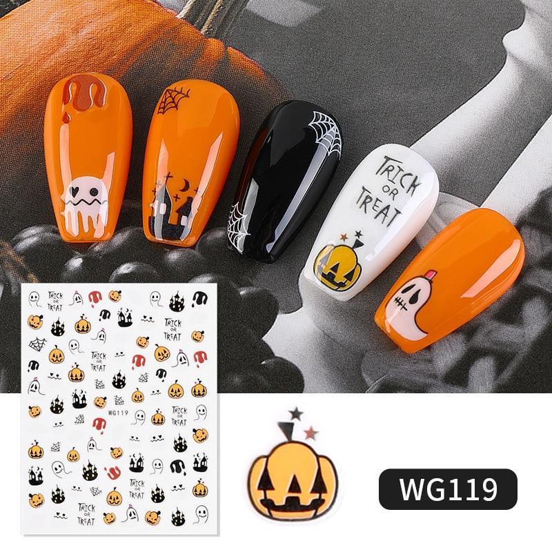 1 Sheet Halloween Series Nail Sticker Pumpkin Lantern Skeleton Spider Vampire Decals For Nail Art DIY Decoration Tools