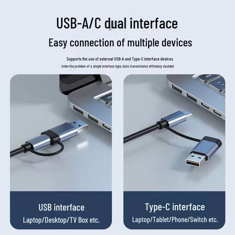 7-в-1 USB-C хаб с двумя головками и многофункциональным USB3.0 сплиттером