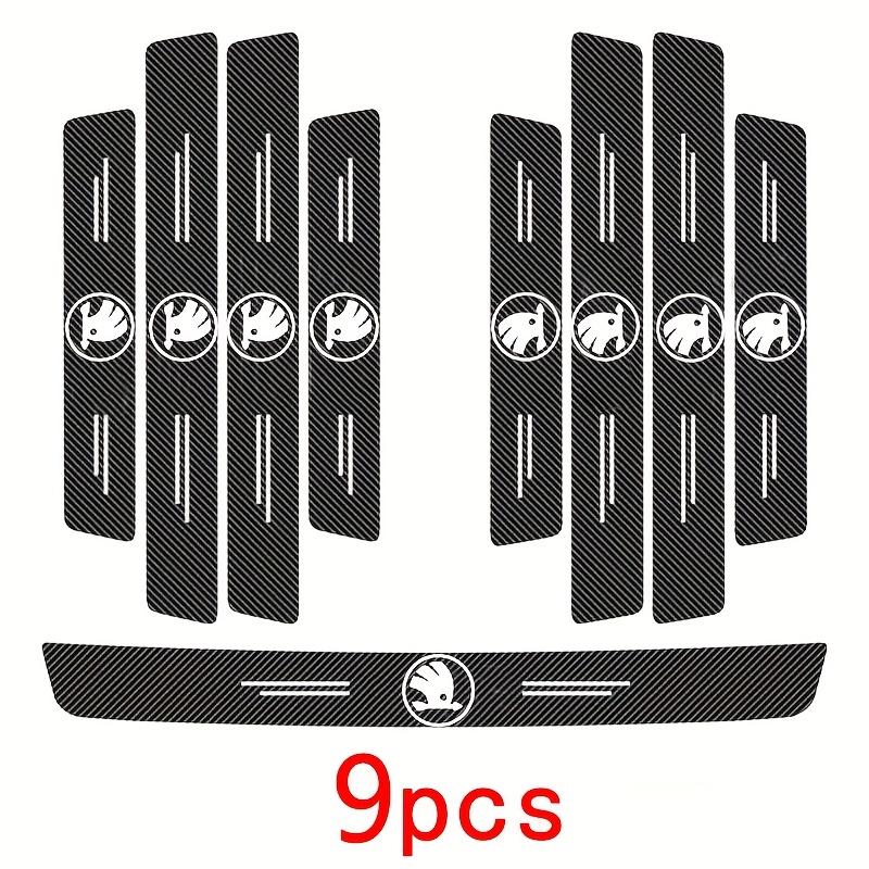9PCS Car Door Sills Guards Stickers Film Anti Scratch Carbon Fiber Protector Scuff Pedal Cover Auto Accessories