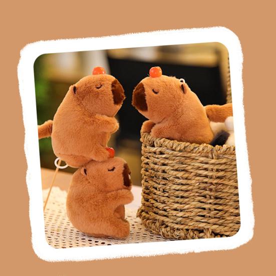 Cartoon Capybara Plush Doll Toy Soft Cotton Stuffed Animal Doll Plushies Hanging Ornament Super Wagging Tail/Blowing Bubbles Capybara Plush