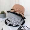 New Woolen Bucket Hat Women's Autumn and Winter Leisure Basin Hat Fashion Bead Flower Felt Top Hat