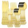 20PCS Vintage Royal Gold Dinnerware Stainless Steel Set Mirror Spoons Forks Knives Ice Cream Spoon Silverware Wedding Tableware Gift