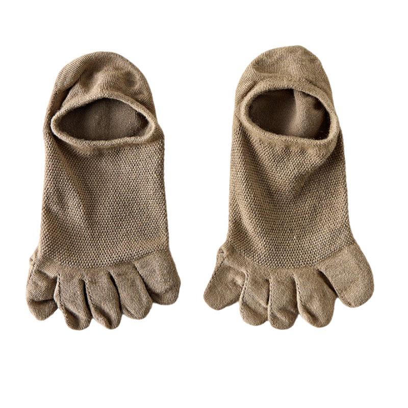 Мужские дышащие повседневные носки с пятью пальцами, с низким вырезом - однотонные, универсальные для весны/лета