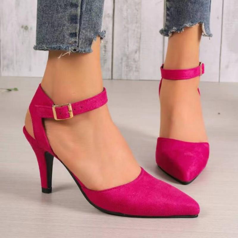 Fashion Pointed-toe Wrap-toe Shoes Hollow Out Ankle Strap High Heel Sandals for Ladies Dating Office Sandals