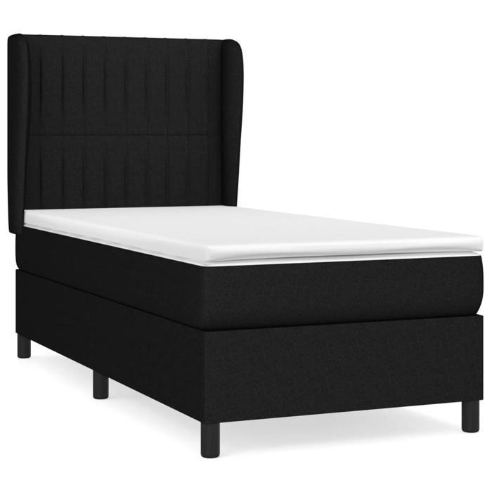 Maison Exclusive - Sommier à lattes de lit et matelas Noir 80x200 cm Tissu