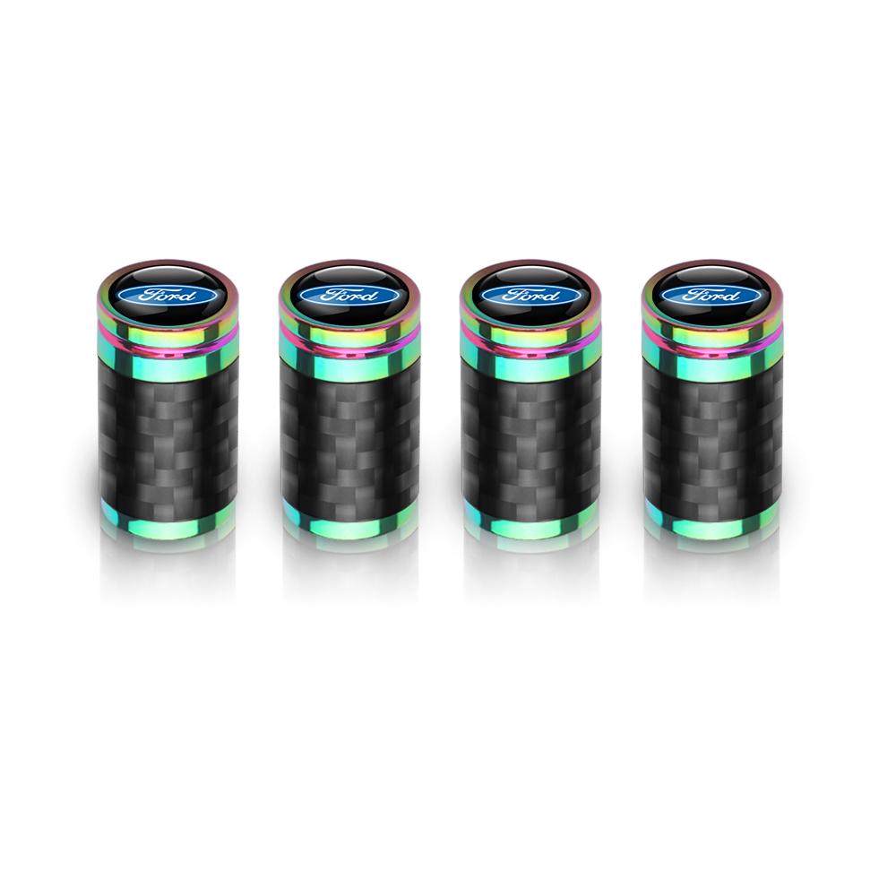 TVEI7 4Pcs Carbon Fiber Car Wheel Tire Valve Stem Air Cap Auto Decoration For Ford Fiesta Focus 2 Mk3 Mondeo Mk4 Ranger Kuga Mustang