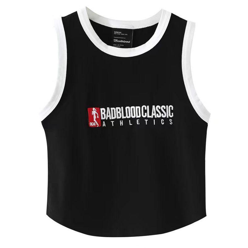 Camisole Short South Korea Badblood Outwear Base Embroidery Sleeveless American Sexy T-shirt for Women Trendy