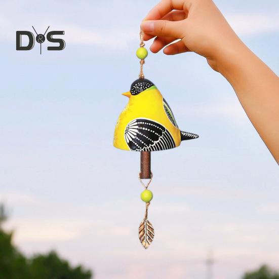 Bird Song Bell Hanging Decoration Spring Resin Bird Wind Chime Outdoor Garden Courtyard Colorful Bird Ornament Pendant Christmas Birthday Gift
