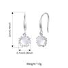 WOSTU Real 925 Silver Natural Moonstone Drop Dangle Earrings Round Rainbow Gems Leverback Earring Everday Wear Jewelry Gift