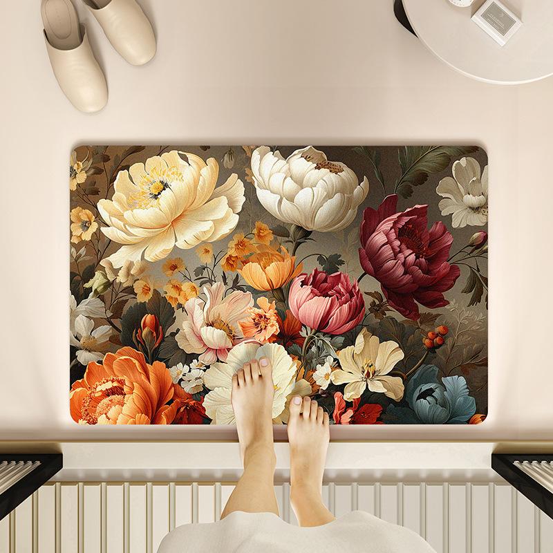 3D Входной Цветочный Ковер Коврик для Пола в Ванной Комнате Входная Дверь Ванная Комната Противоскользящий Коврик Подкладка для Ног