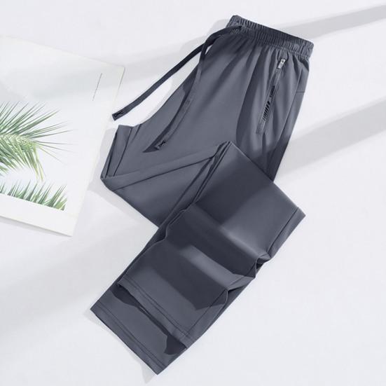 Летние брюки унисекс из ледяного шелка. Тонкие свободные прямые охлаждающие брюки с эластичной резинкой на талии. Быстросохнущие однотонные спортивные брюки.